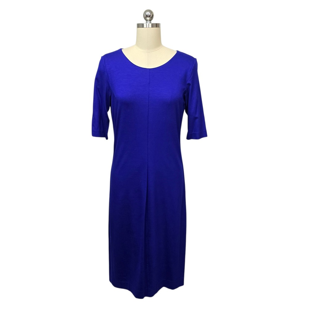 Diane von Furstenberg Cobalt Blue 3/4 Sleeve Knee Length Sheath Dress Size Large
